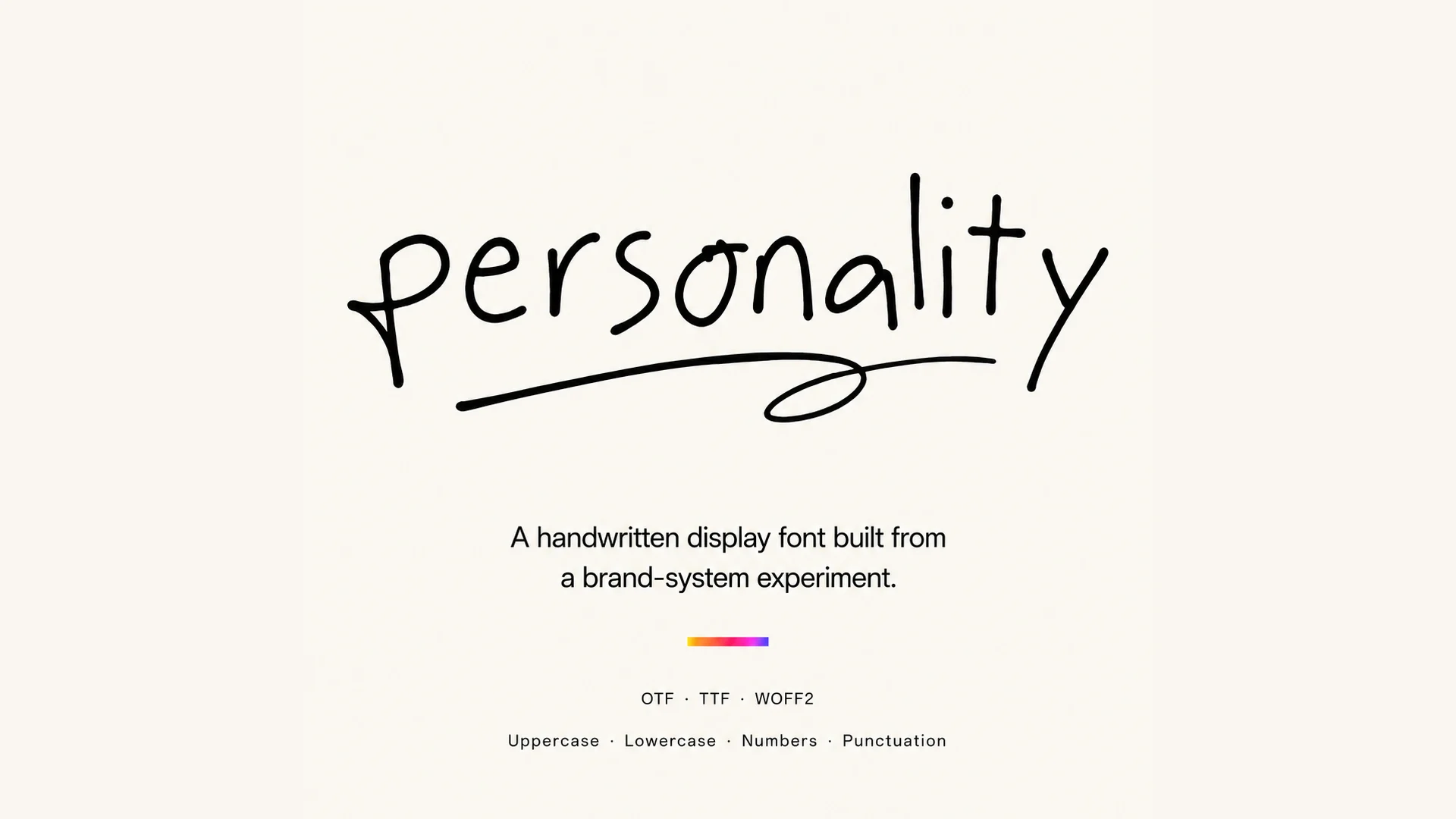 Personality handwritten font specimen