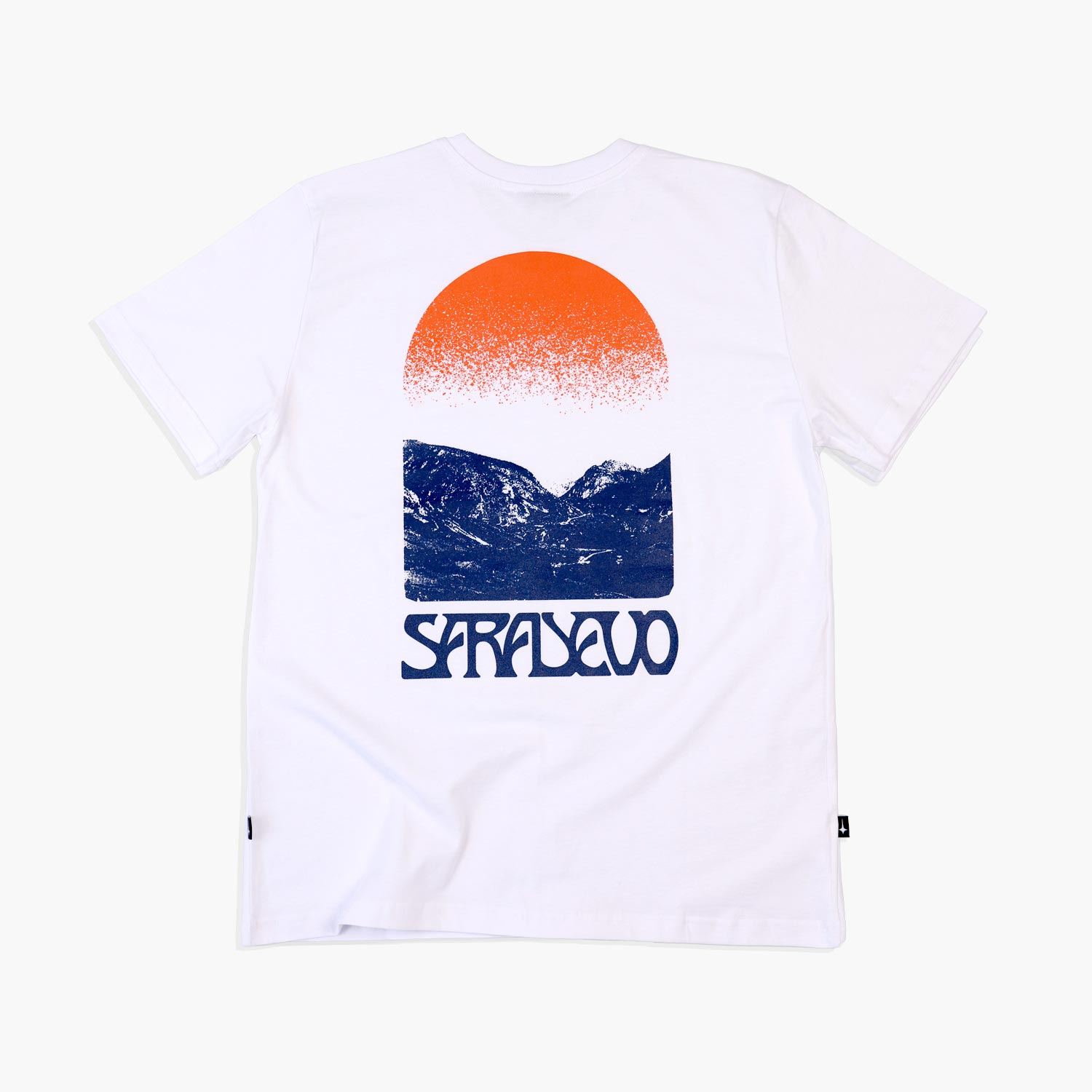 Original back photograph with the orange sun and Sarajevo print